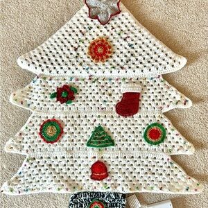 Festive Crochet Christmas Tree Wall Hanging